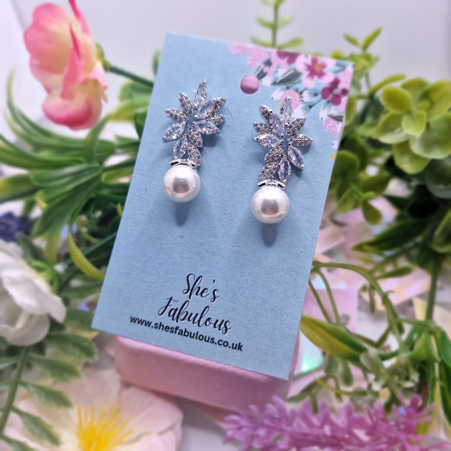 Emberly Crystal And Diamond Leaf Earrings