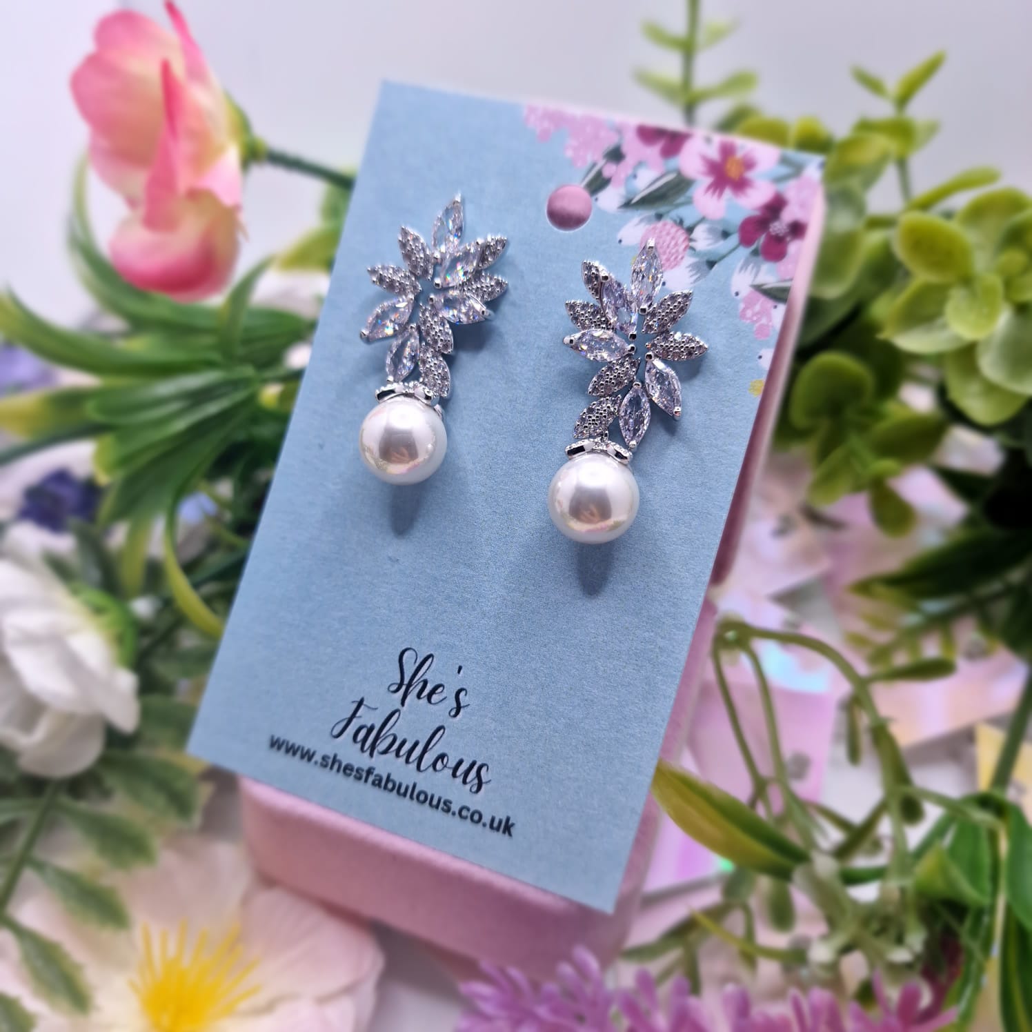 Emberly Crystal And Diamond Leaf Earrings