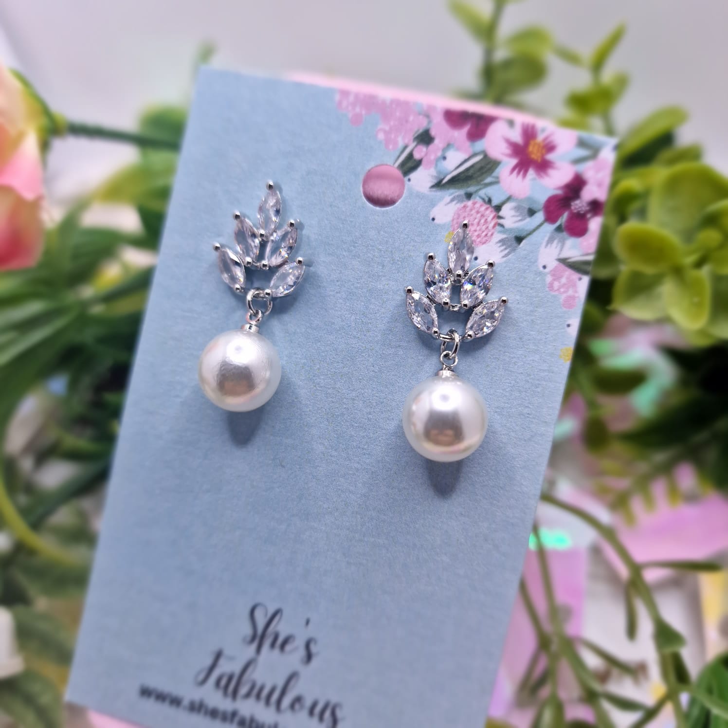 Emberly Crystal And Diamond Leaf Earrings