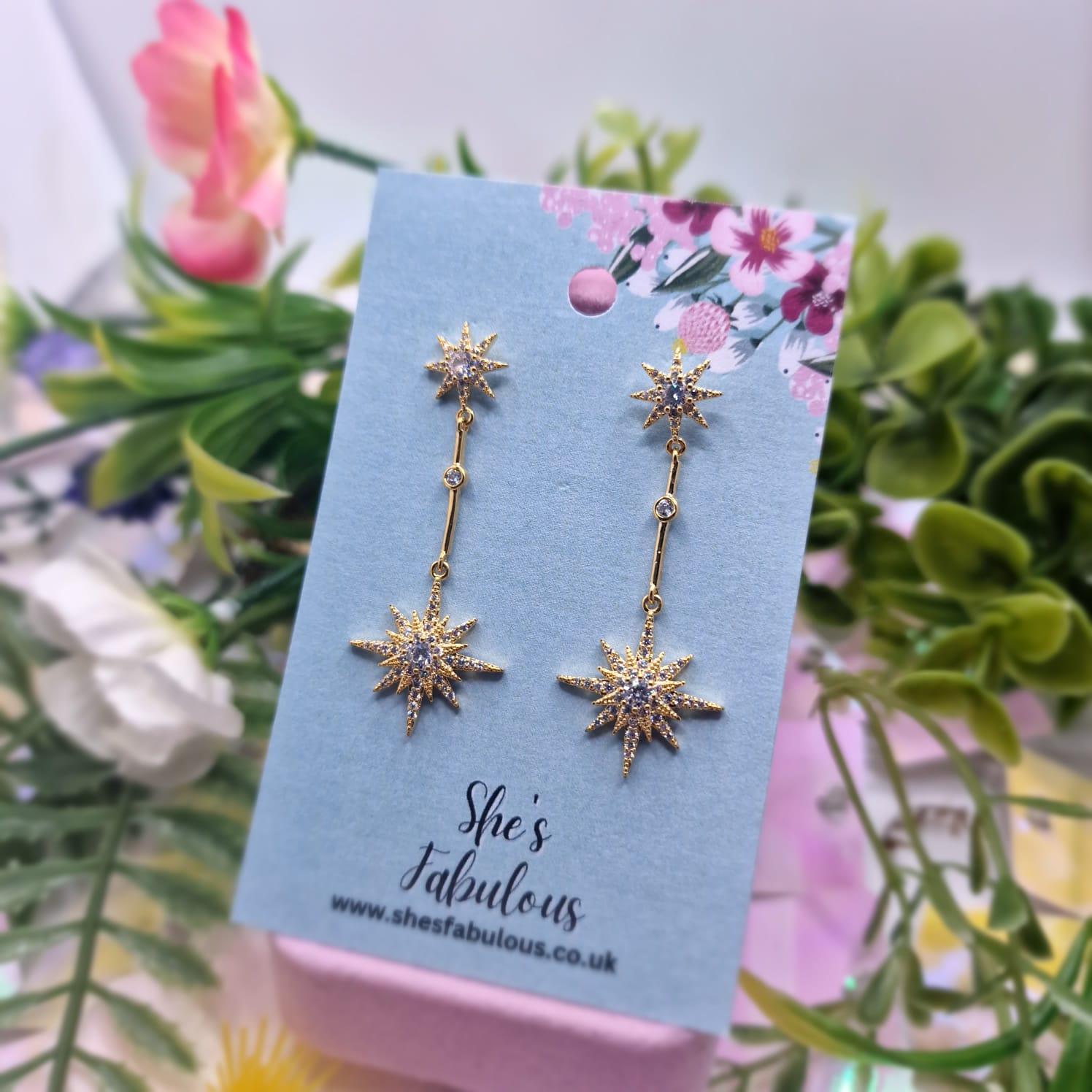 Emelia Celestial Star Crystal Dangle Earrings