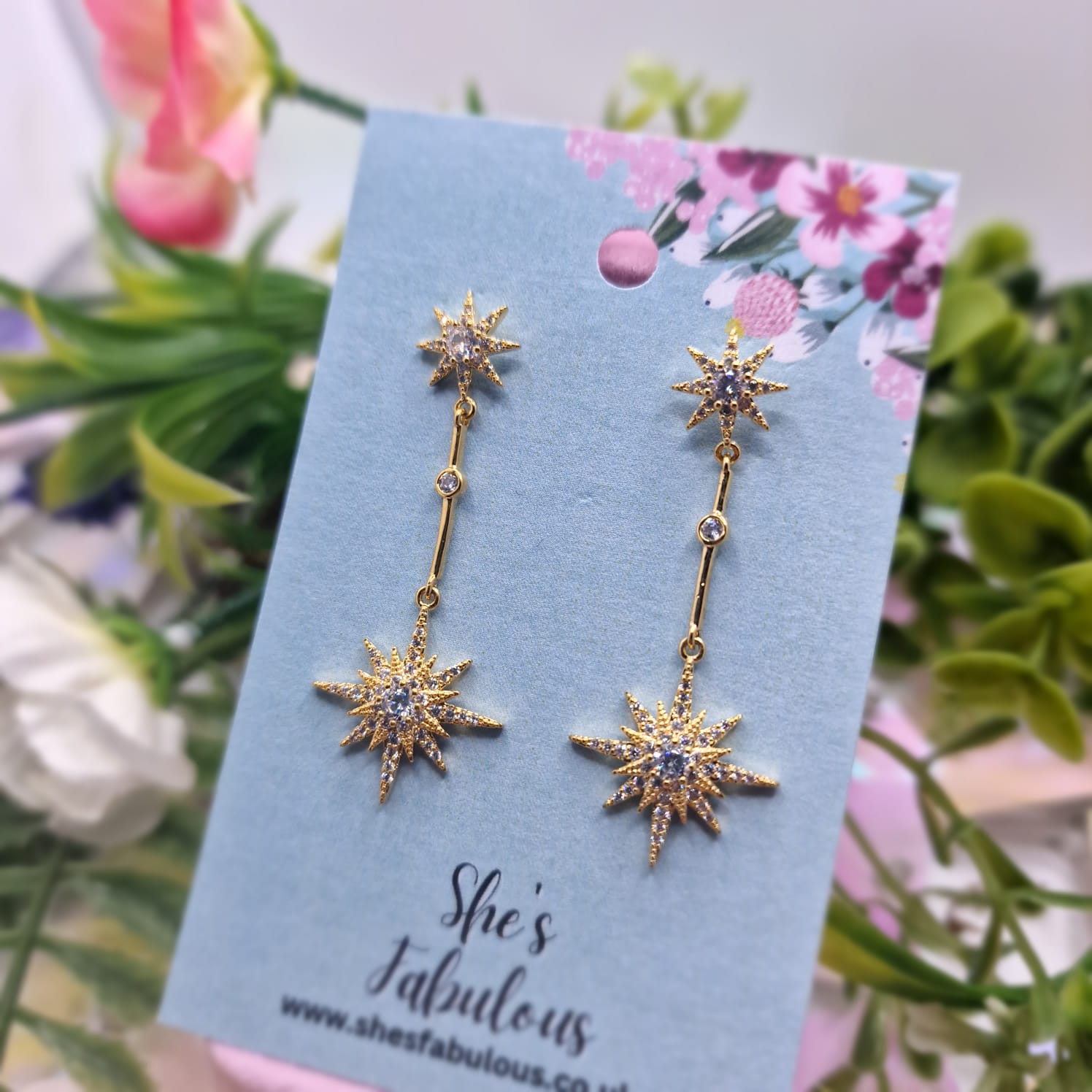 Emelia Celestial Star Crystal Dangle Earrings