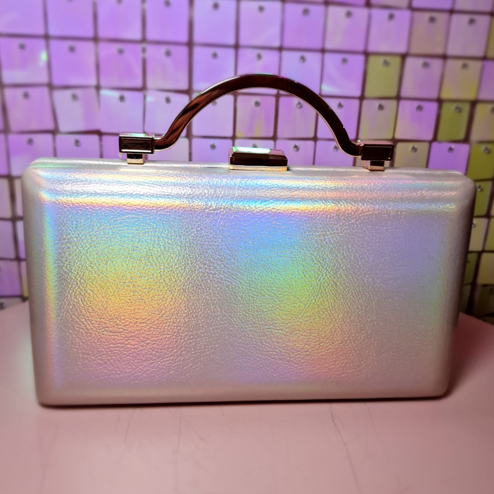 Ella Champagne Iridescent Clutch Handbag