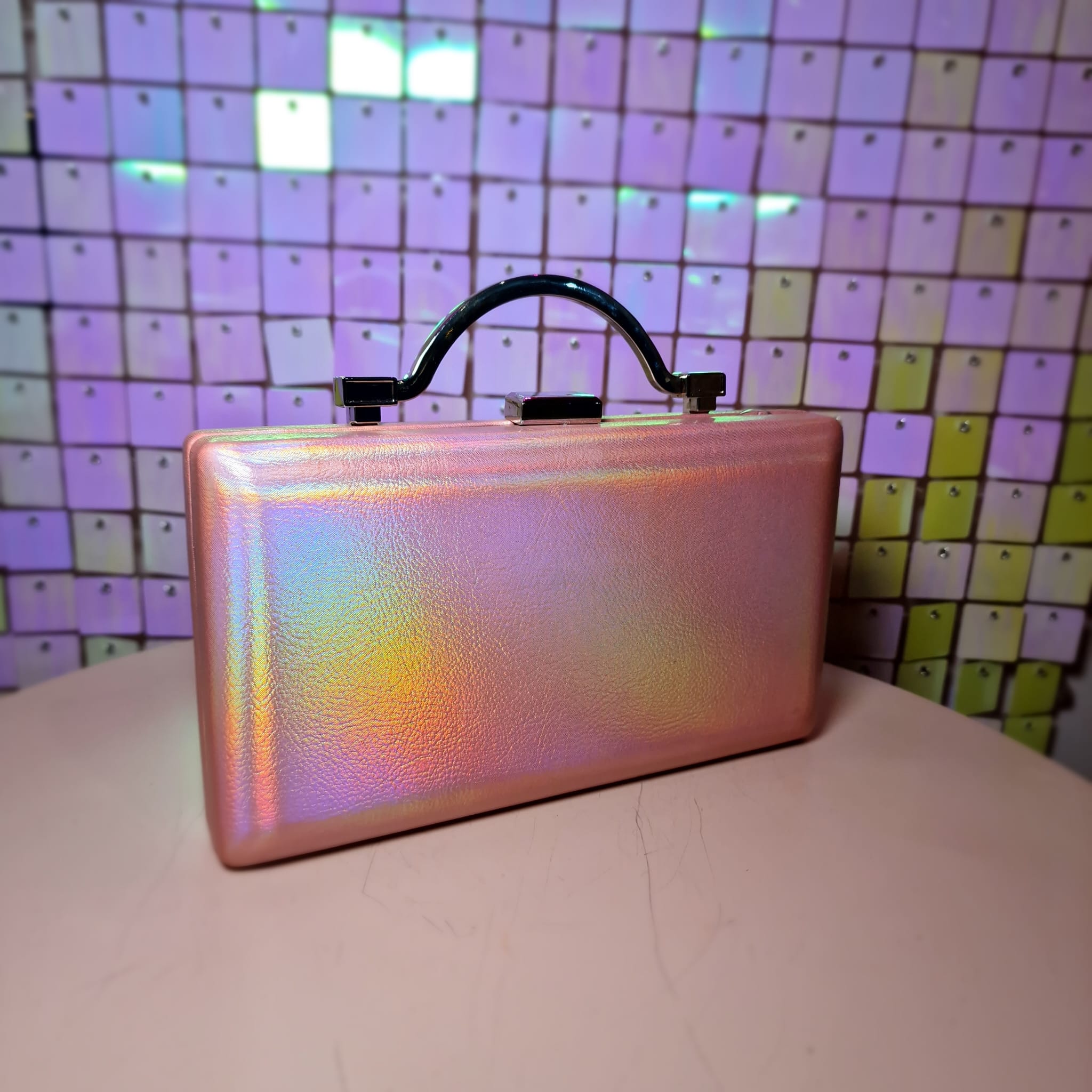 Rose Pink Iridescent Clutch Handbag