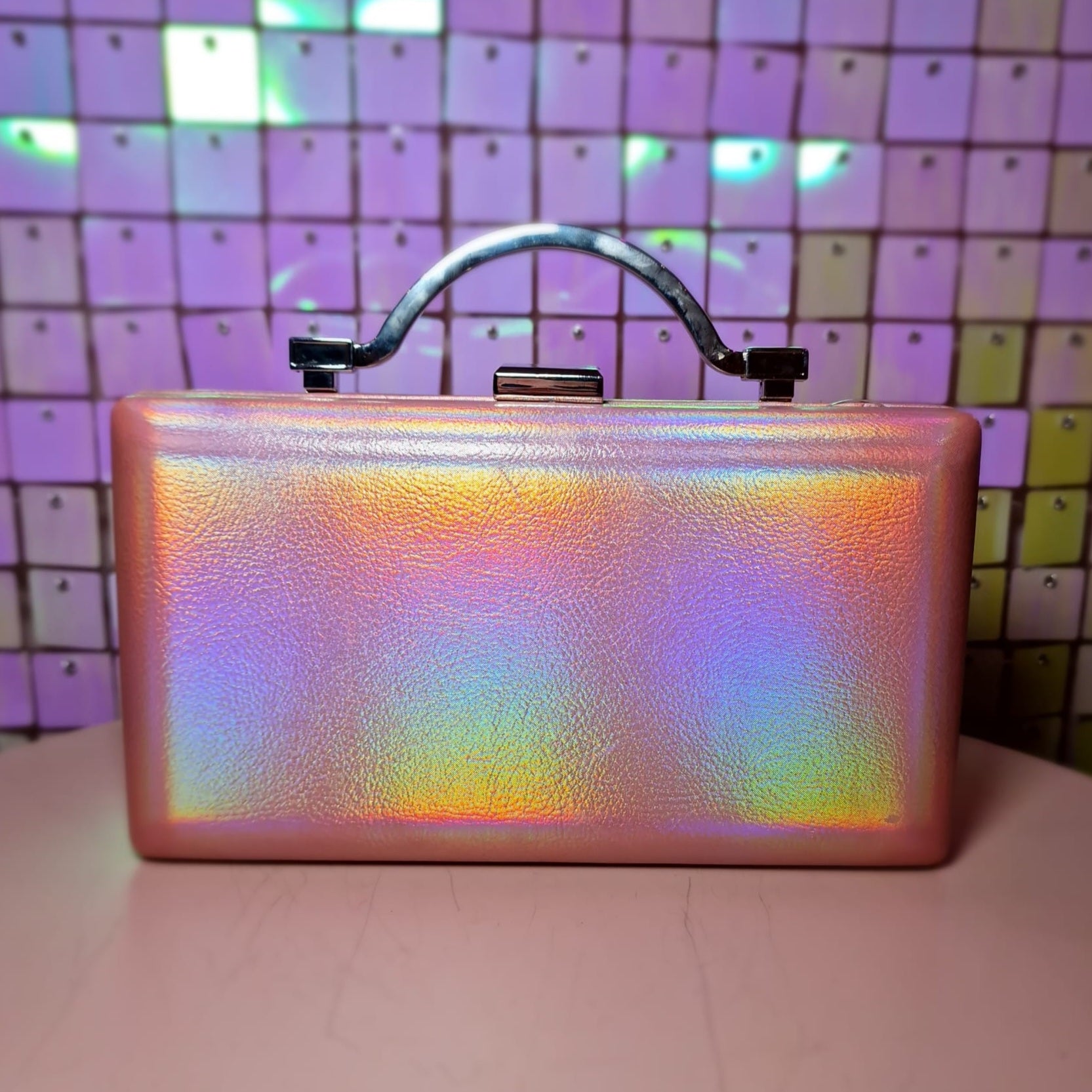 Alena Rose Pink Iridescent Clutch Handbag