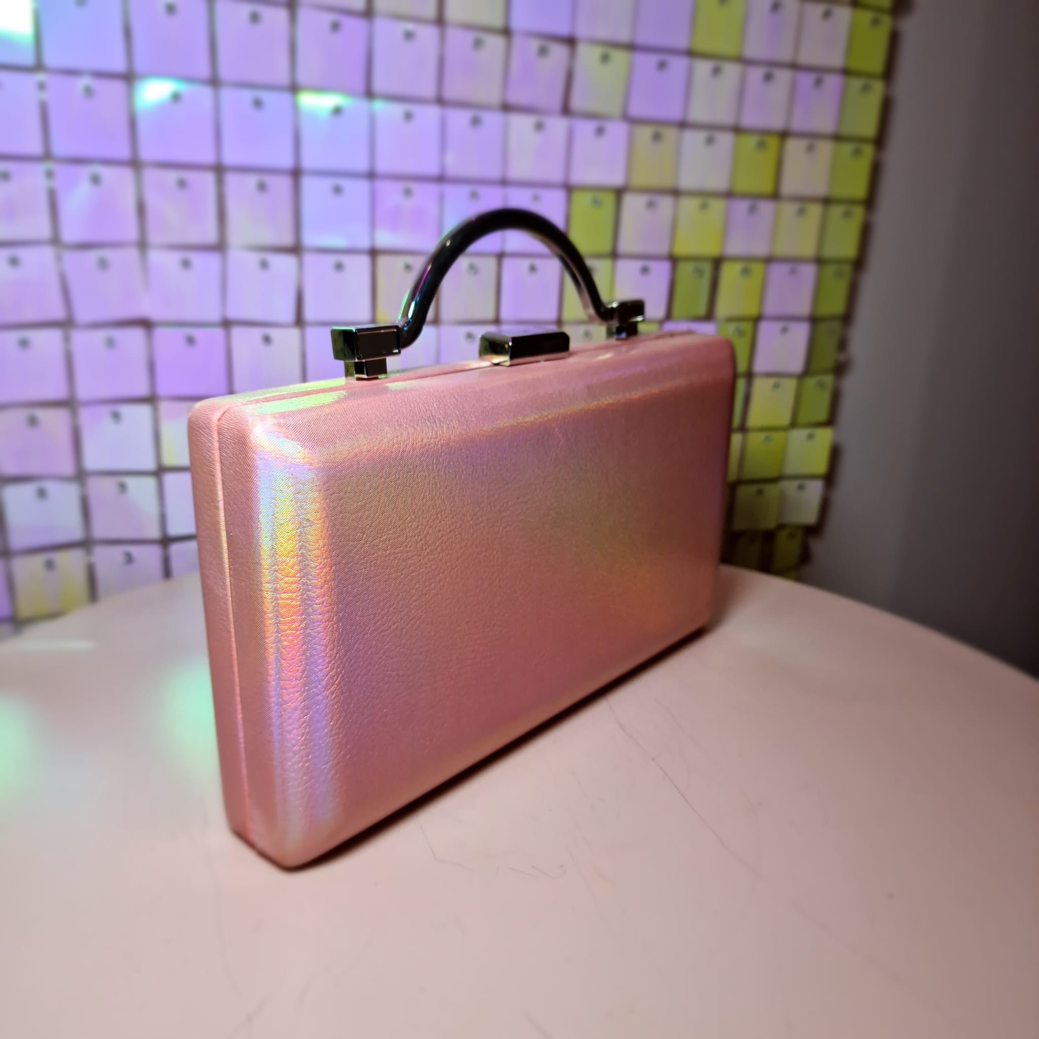 Alena Rose Pink Iridescent Clutch Handbag