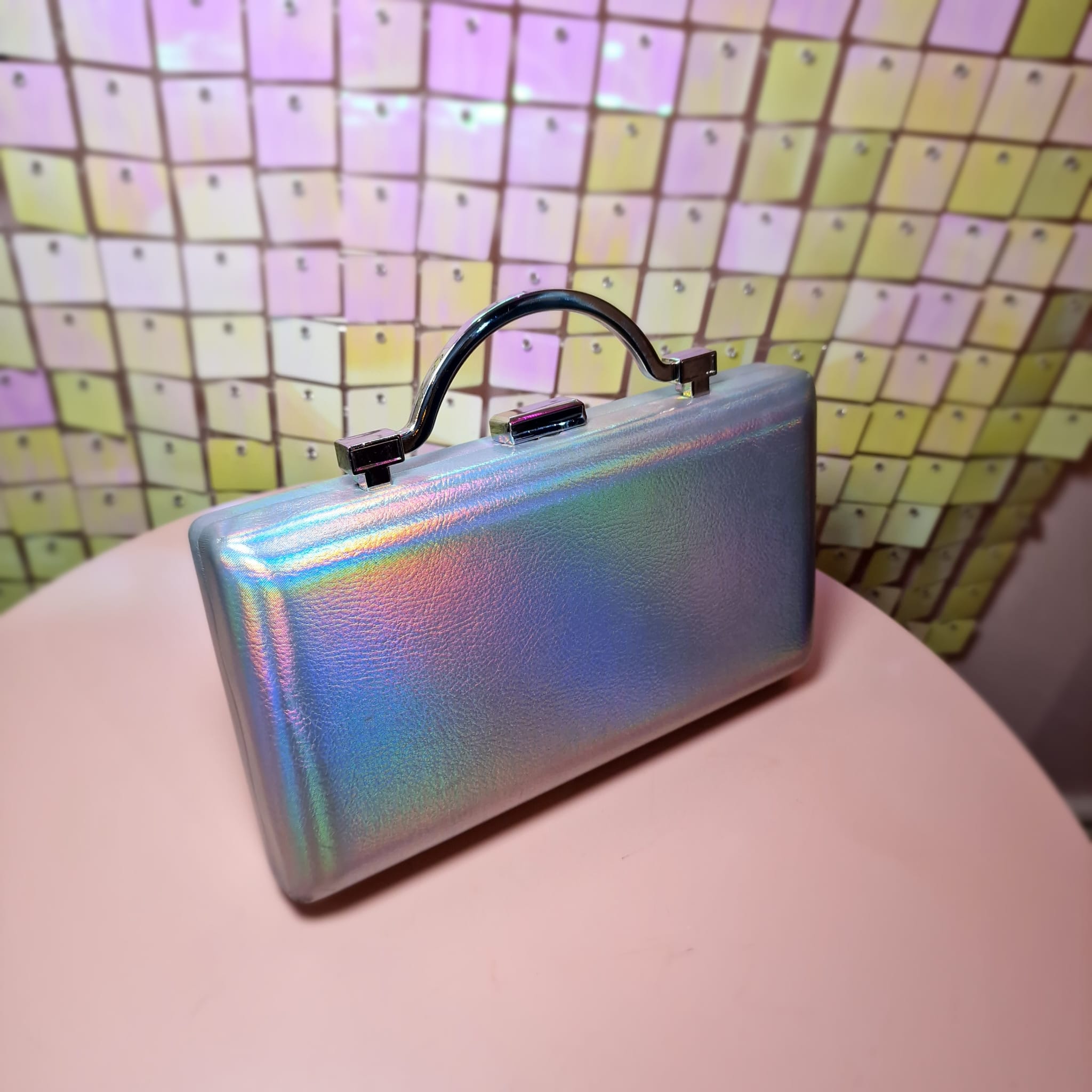 Charlotte Silver Iridescent Clutch Handbag