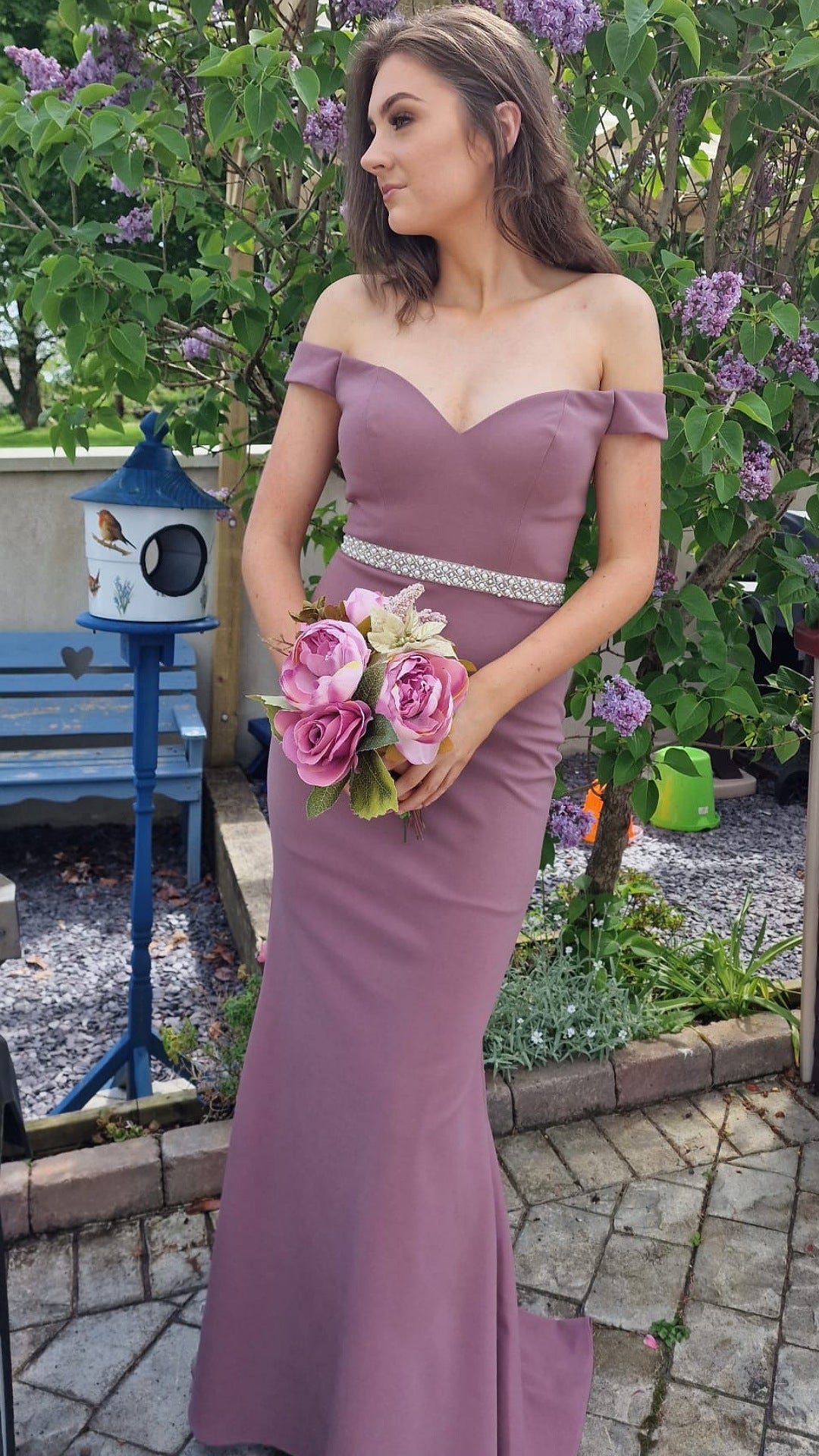 Alanna Vintage Mauve Off The Shoulder Strapless Bridesmaids Dress