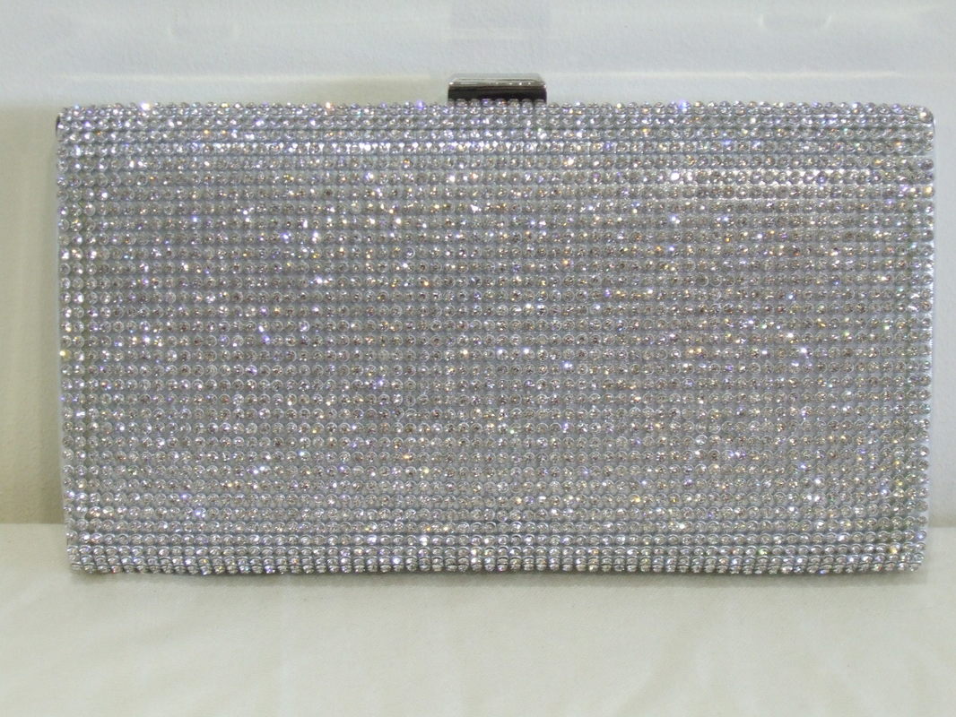 New York Silver Crystal Clutch Bag