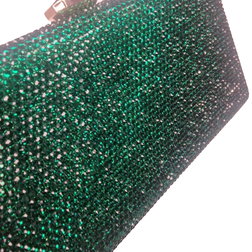 Leah Green Crystal Clutch Handbag