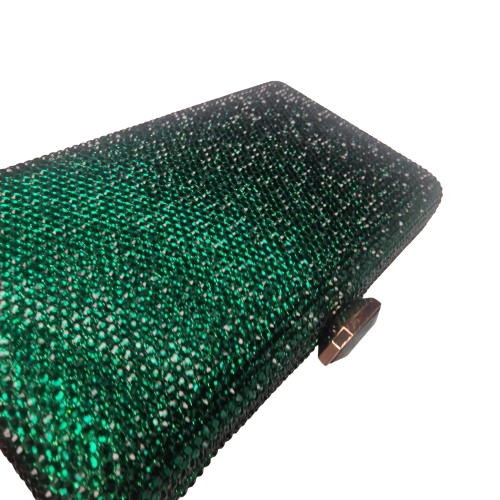 Leah Green Crystal Clutch Handbag