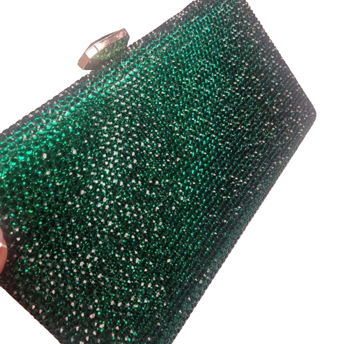 Leah Green Crystal Clutch Handbag