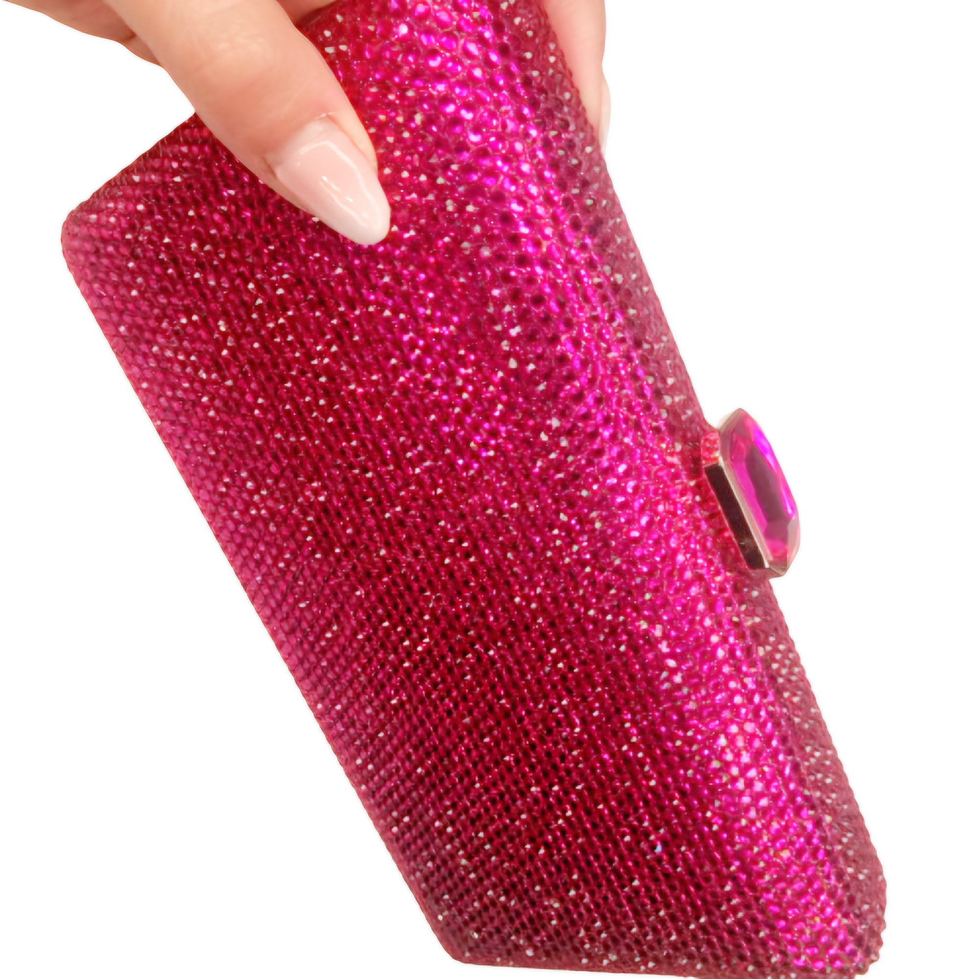 Leah Hot Pink Crystal Clutch Handbag