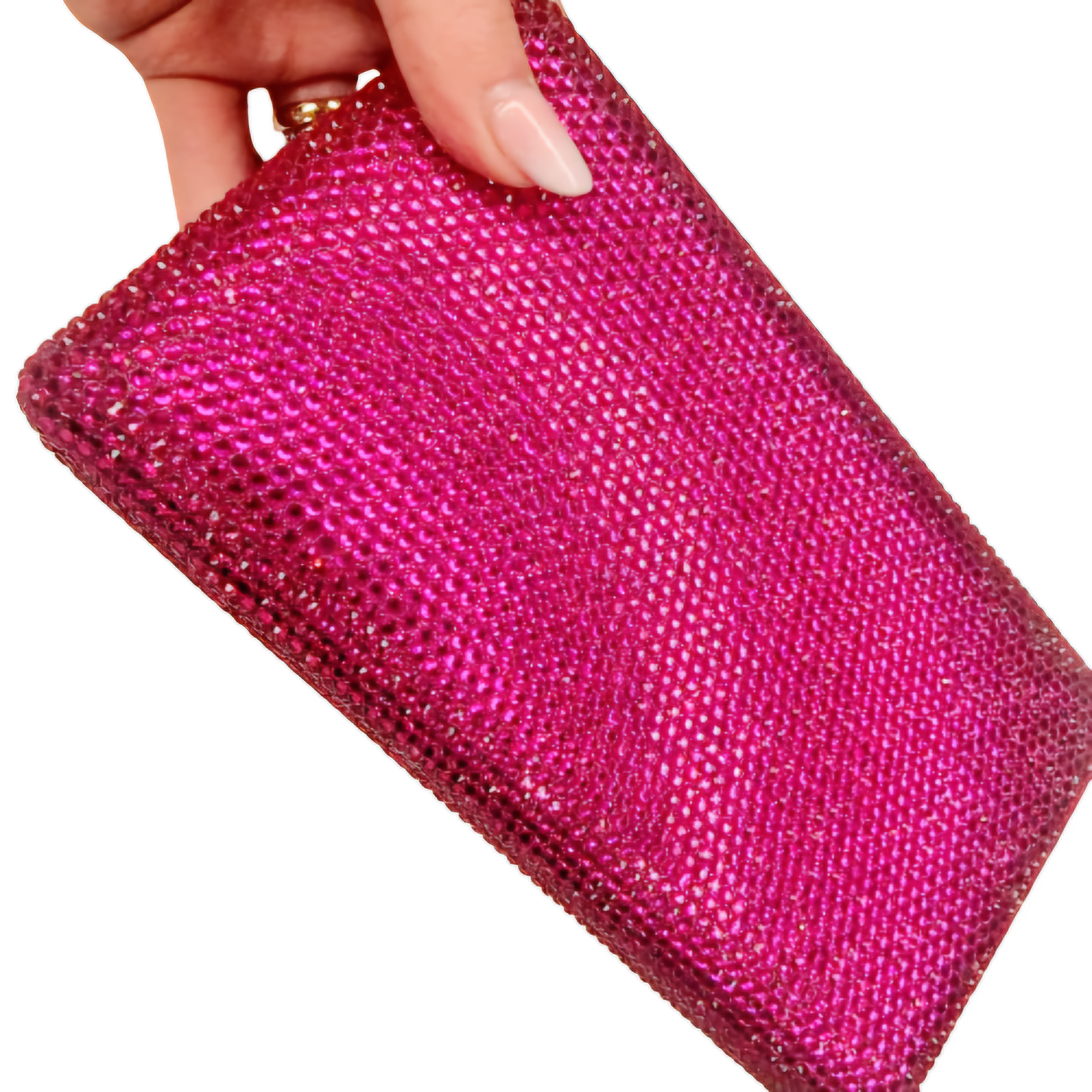 Leah Hot Pink Crystal Clutch Handbag