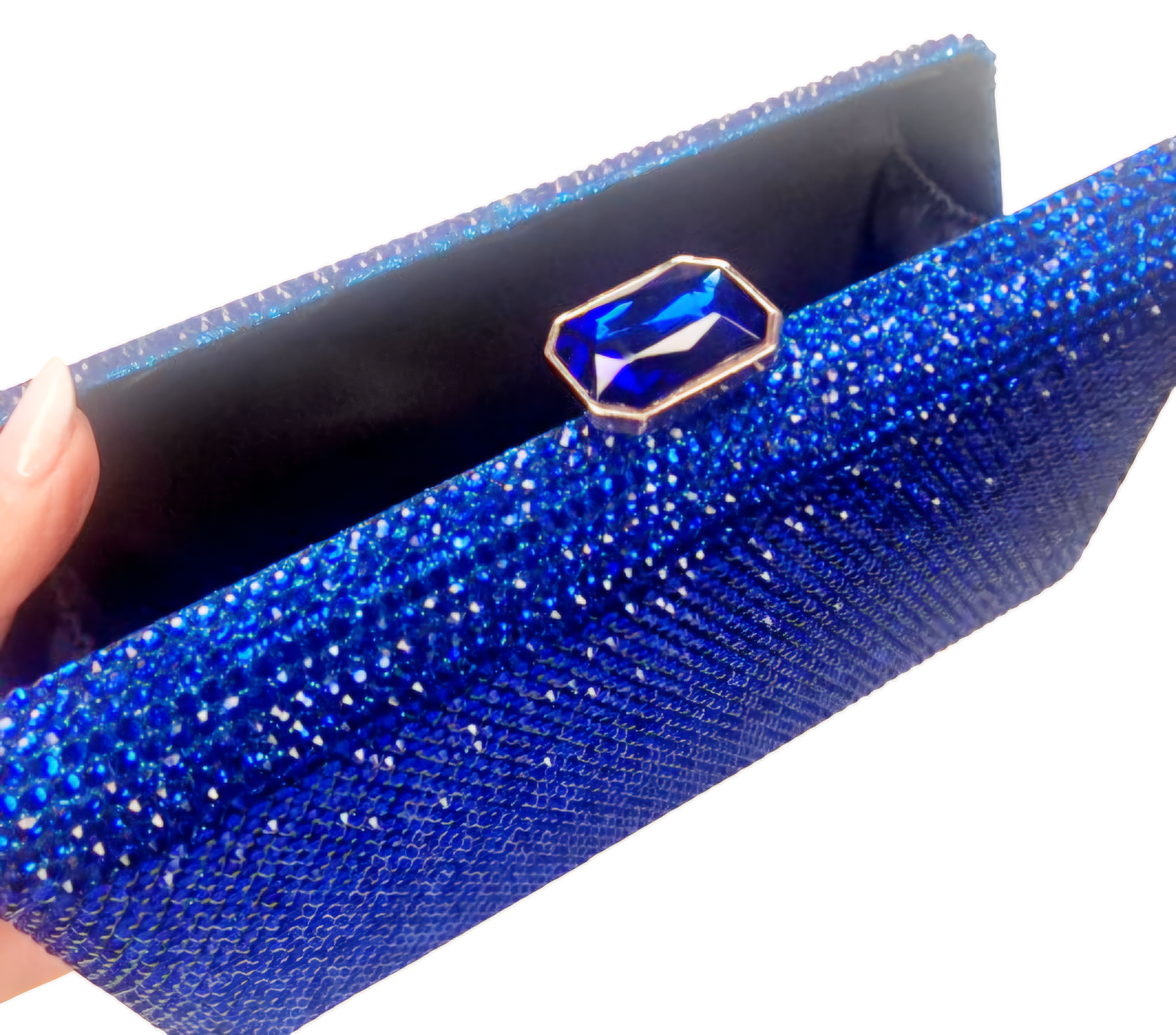 Leah Royal Blue Crystal Clutch Handbag