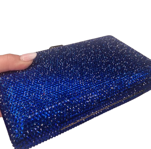 Leah Royal Blue Crystal Clutch Handbag