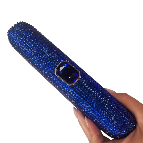 Leah Royal Blue Crystal Clutch Handbag