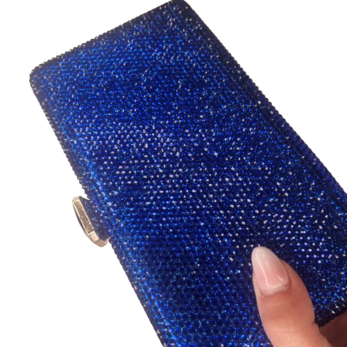 Leah Royal Blue Crystal Clutch Handbag