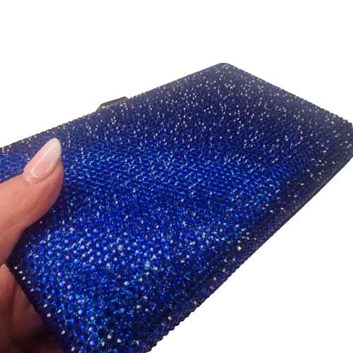 Leah Royal Blue Crystal Clutch Handbag