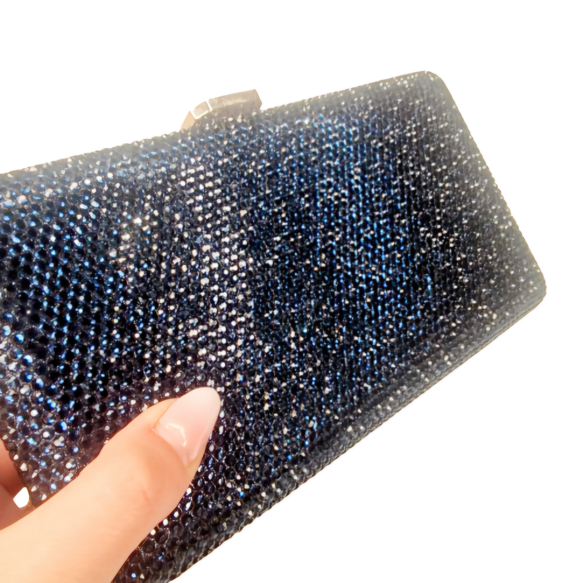 Leah Navy Crystal Clutch Handbag