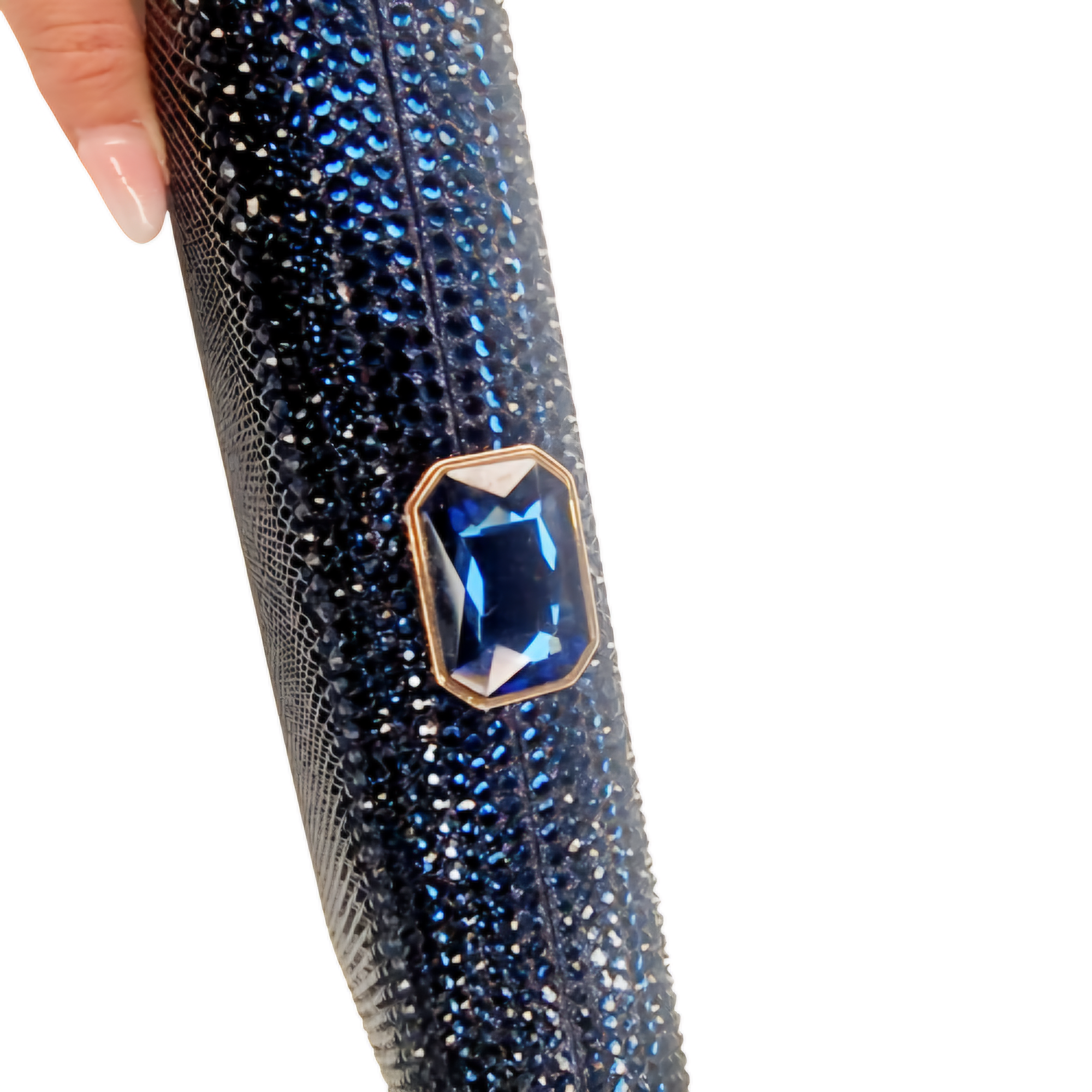 Leah Navy Crystal Clutch Handbag