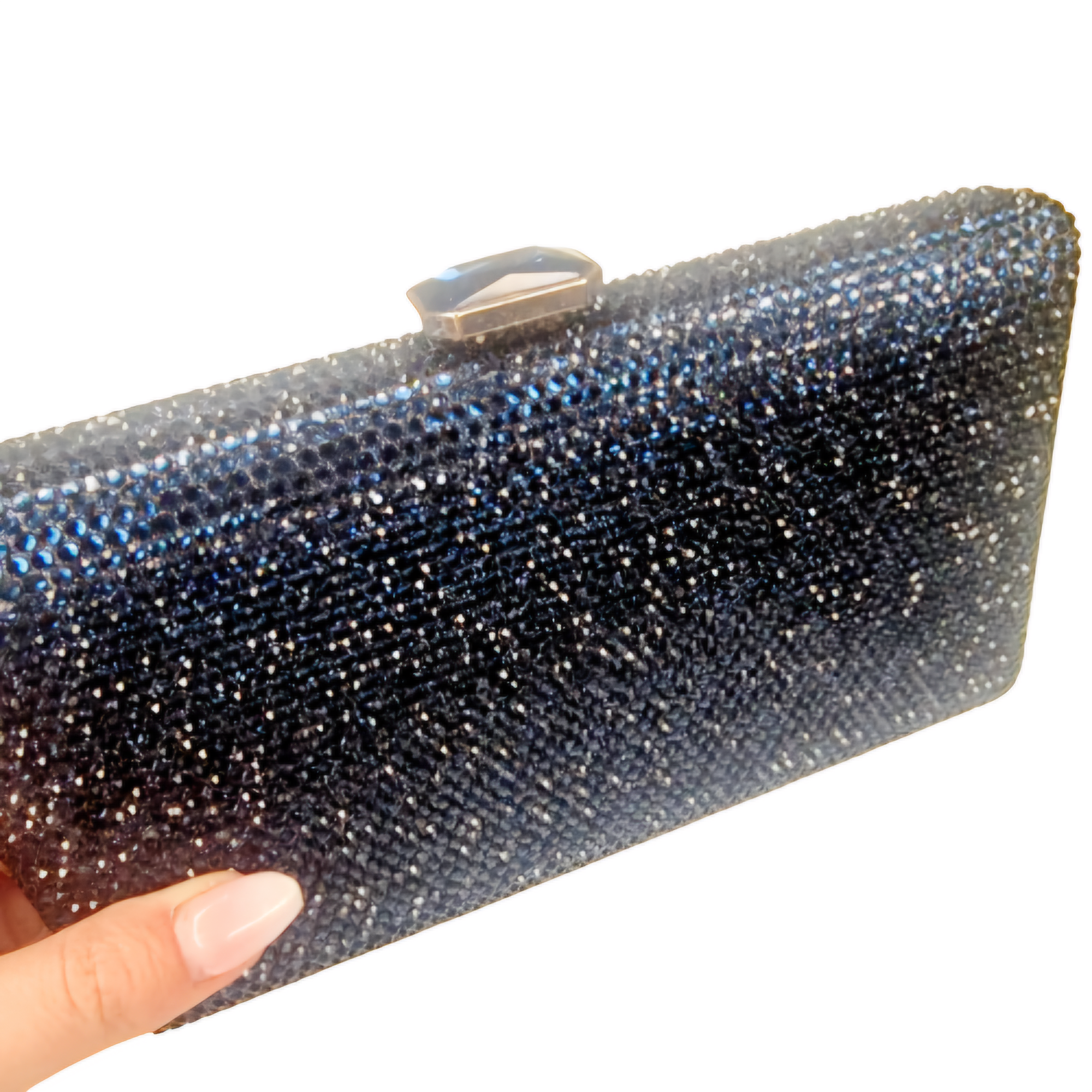 Leah Navy Crystal Clutch Handbag