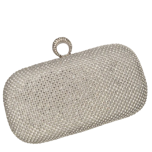 Megan Diamond Silver Clutch Handbag