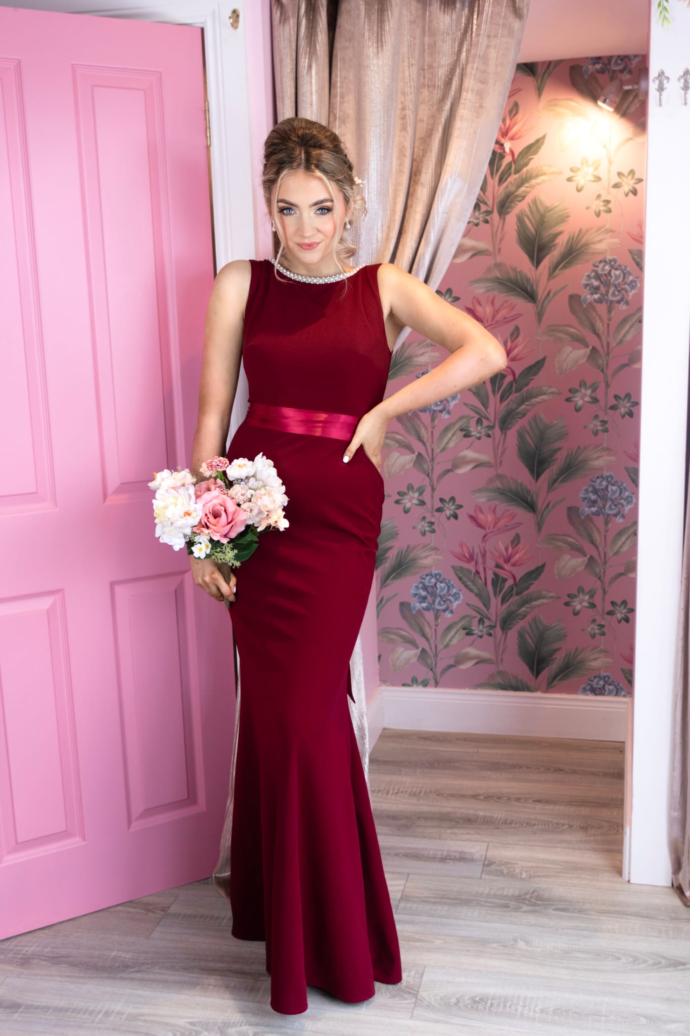 Plain burgundy dress sale