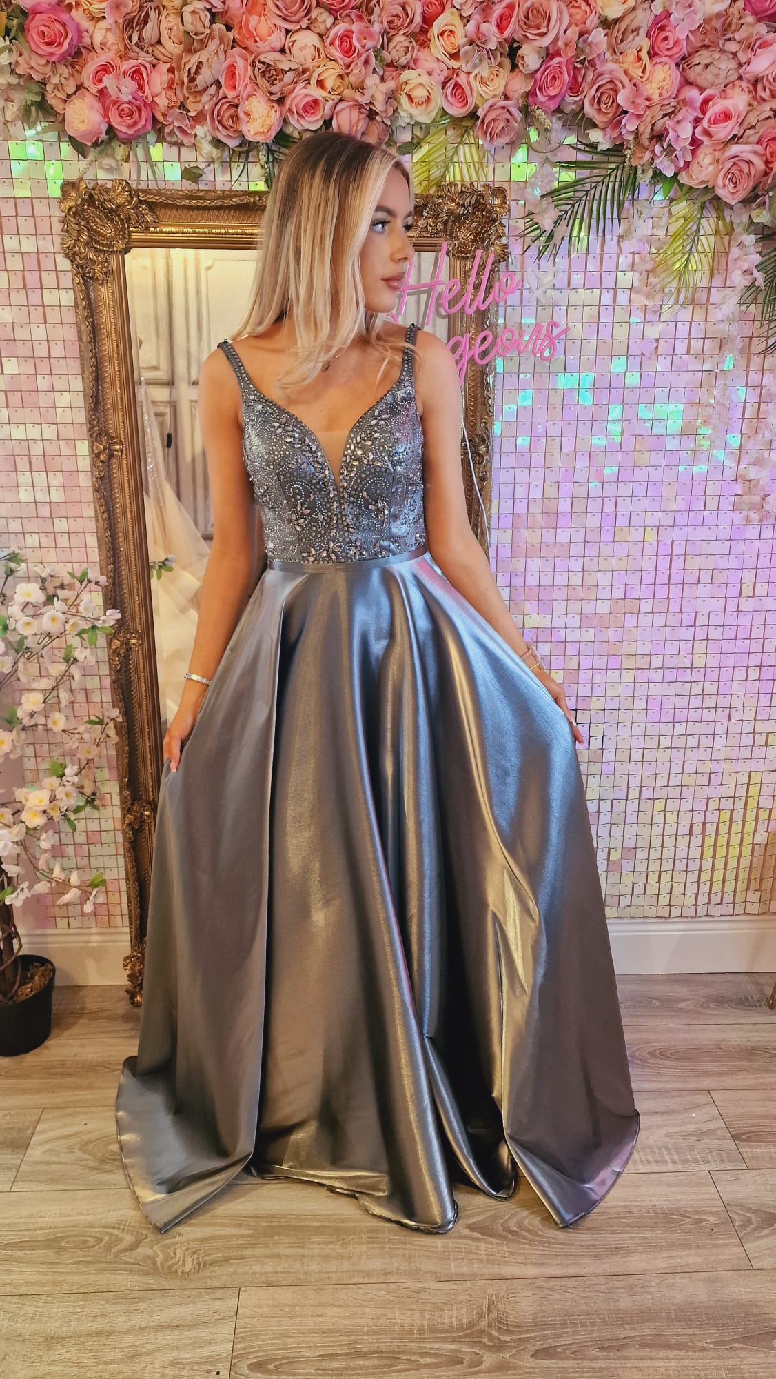 Dress silver grey best sale