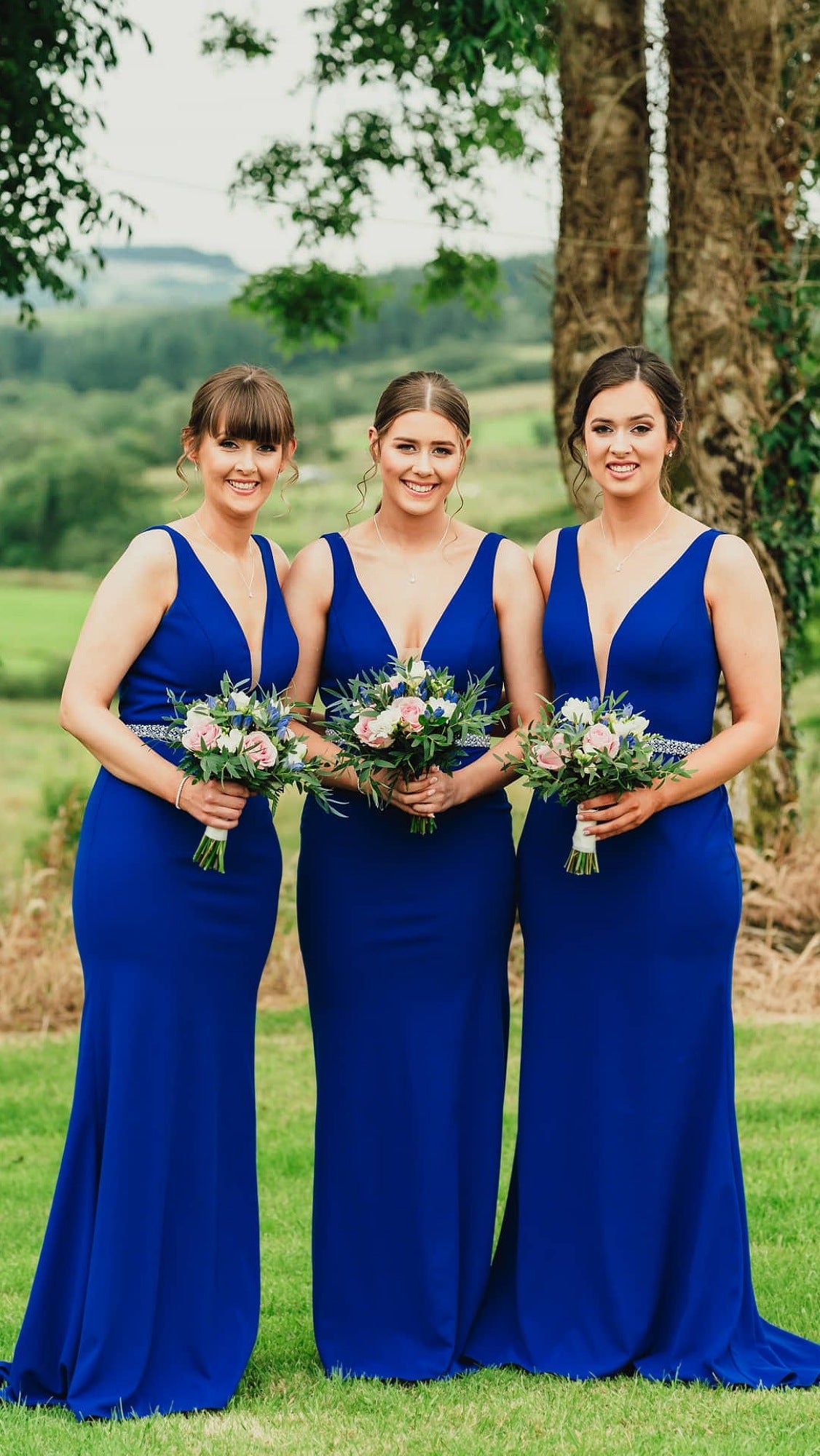 Leah Cobalt Royal Blue Low Back With Belt Bridesmaid Dress