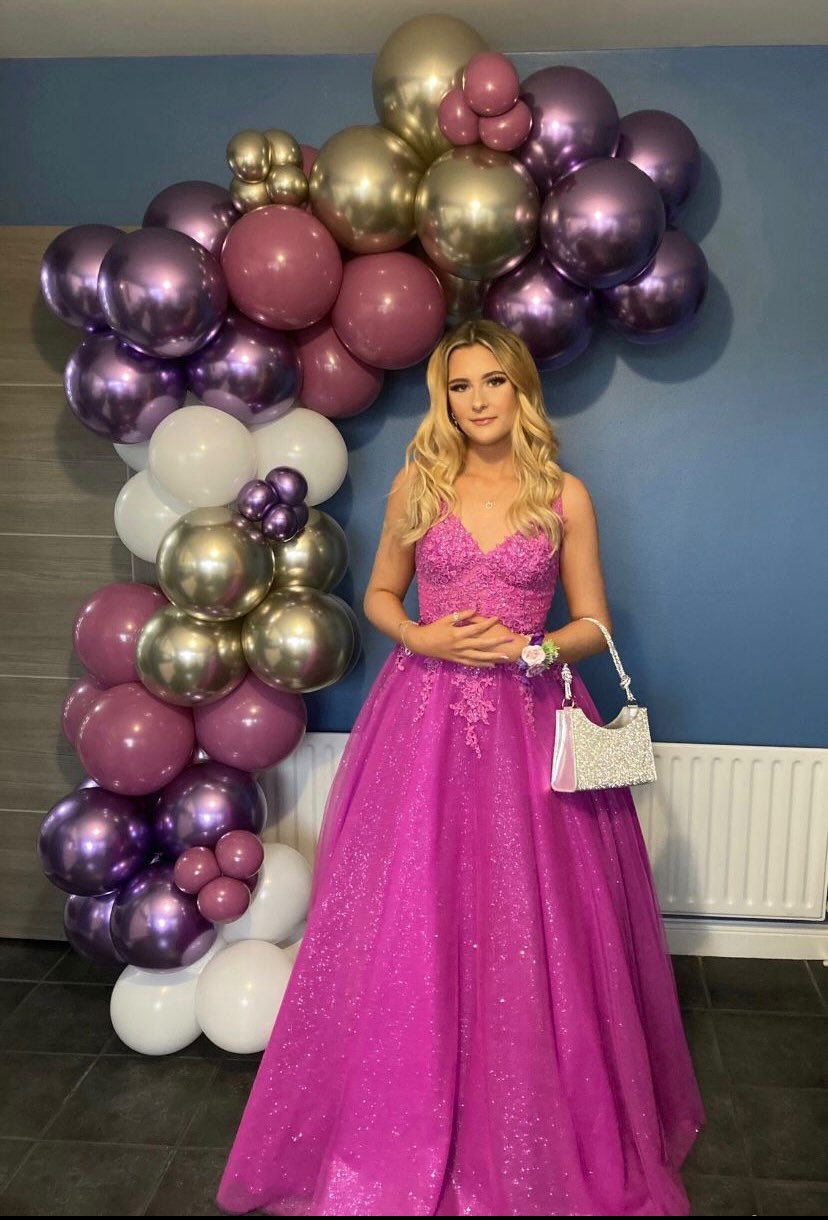 Brooklyn Magenta Pink Purple V Neck Laced Detail Bodice Ball Gown Form Brooklyn Magenta Pink Purple V Neck Laced Detail Bodice Ball Gown Form