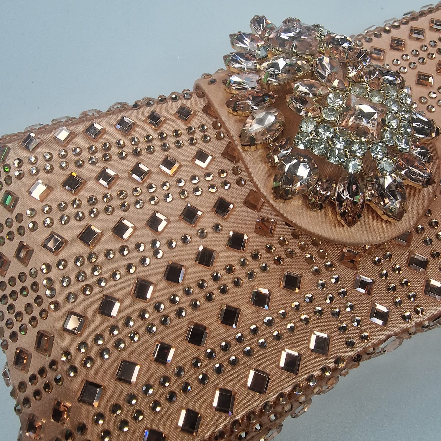 Isabelle Clutch Handbag Flower Detail With Crystal Embellishment