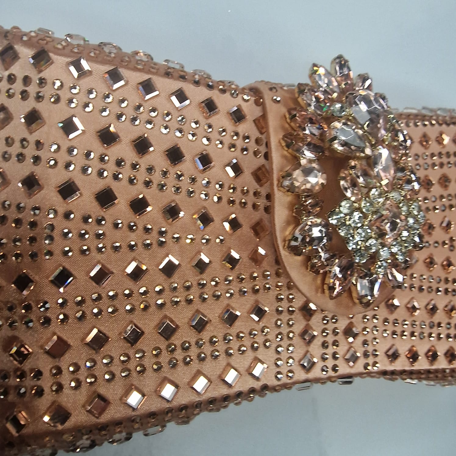 Isabelle Clutch Handbag Flower Detail With Crystal Embellishment