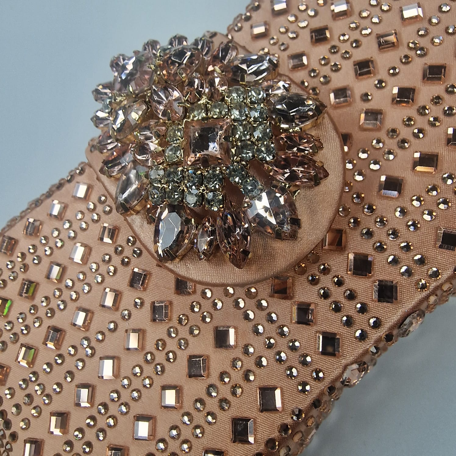 Isabelle Clutch Handbag Flower Detail With Crystal Embellishment