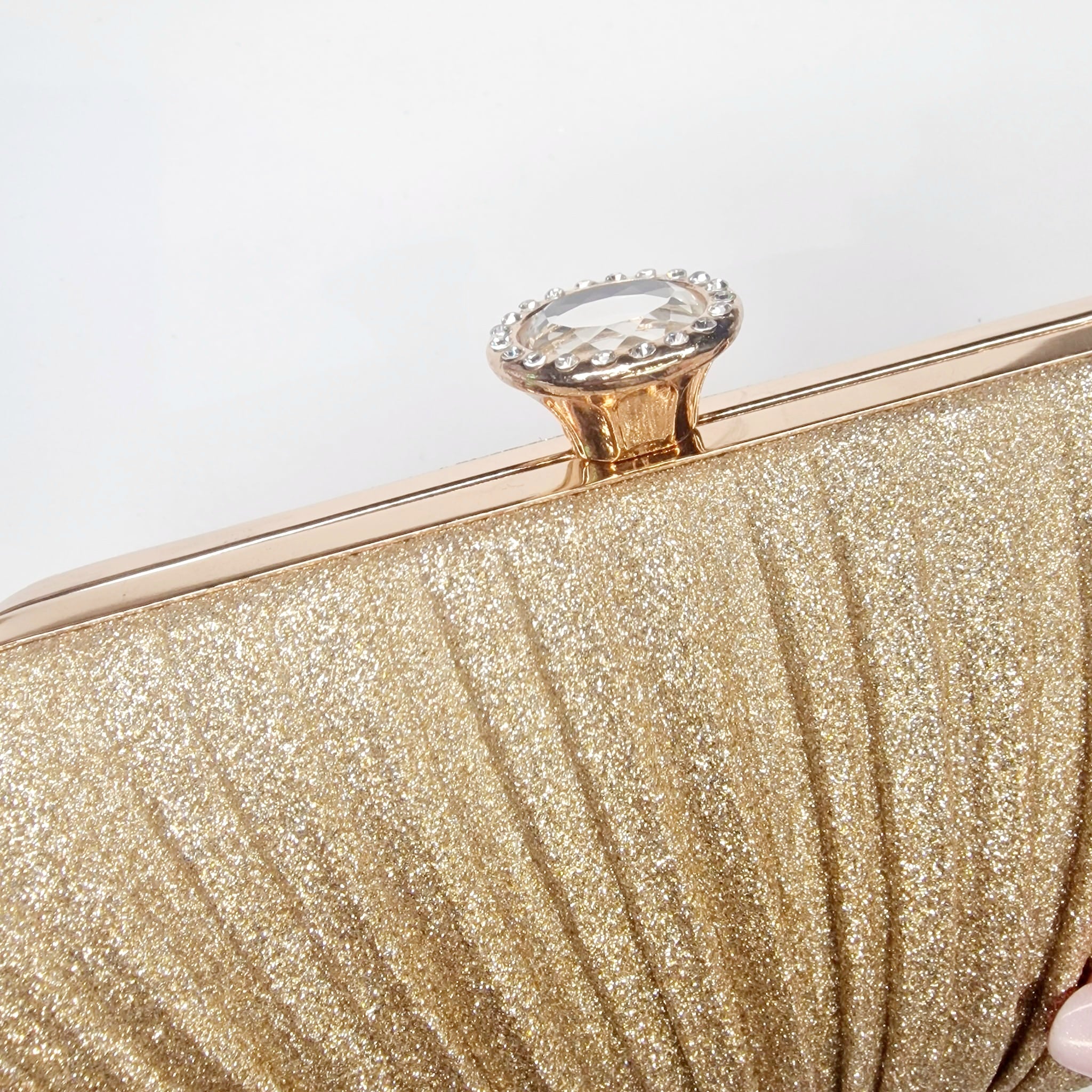 Alexa Gold Glitter Clutch Handbag