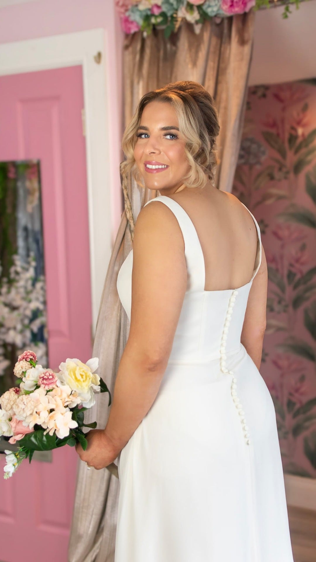 Iris White Button Up Back Bridesmaid Dress