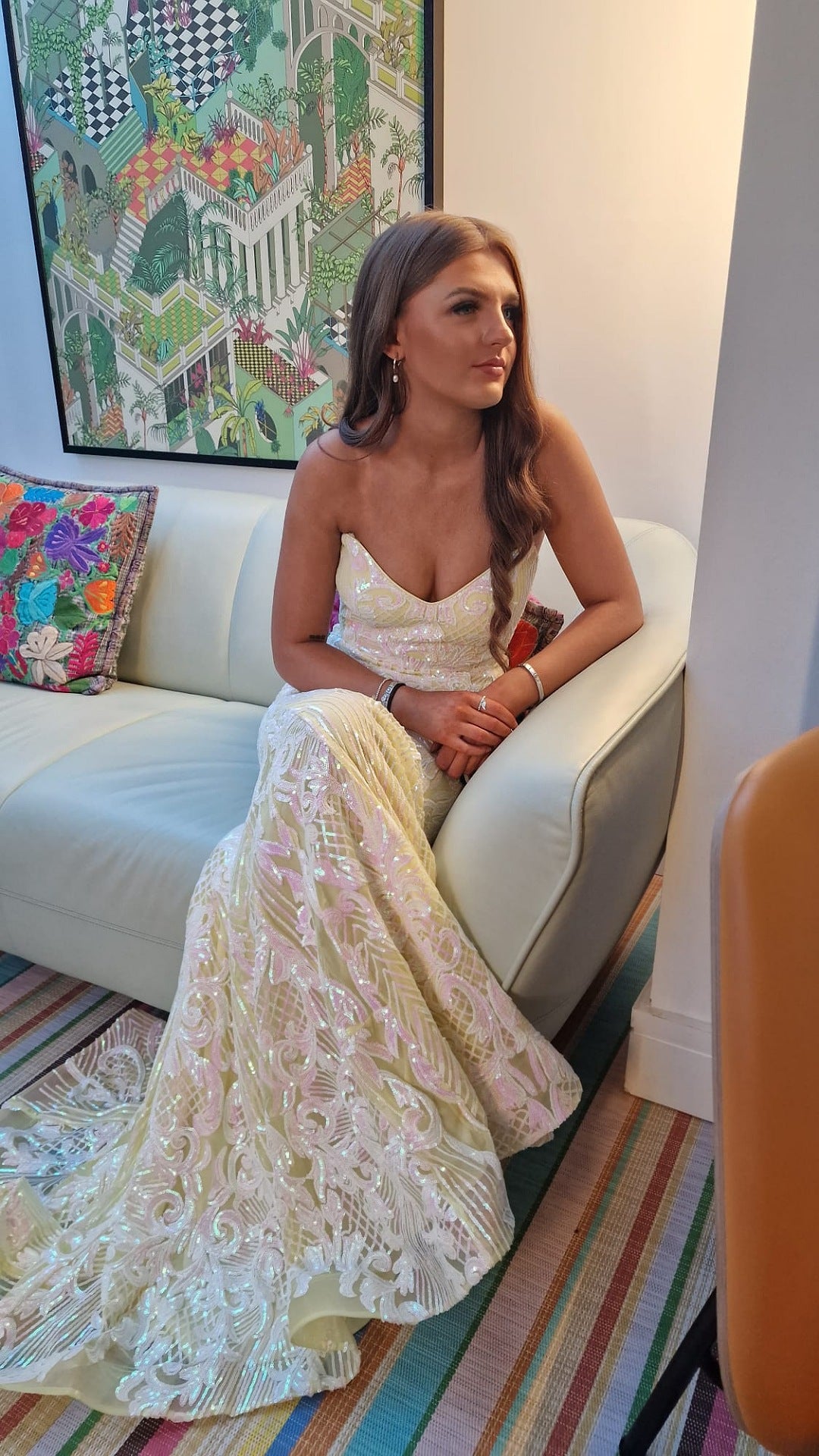 Emma Yellow Skinny Strap Low Back Formal Prom Dress