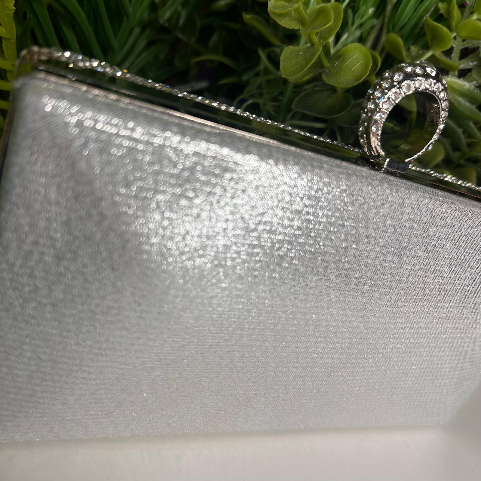 Kylie Silver Crystal Clutch Handbag