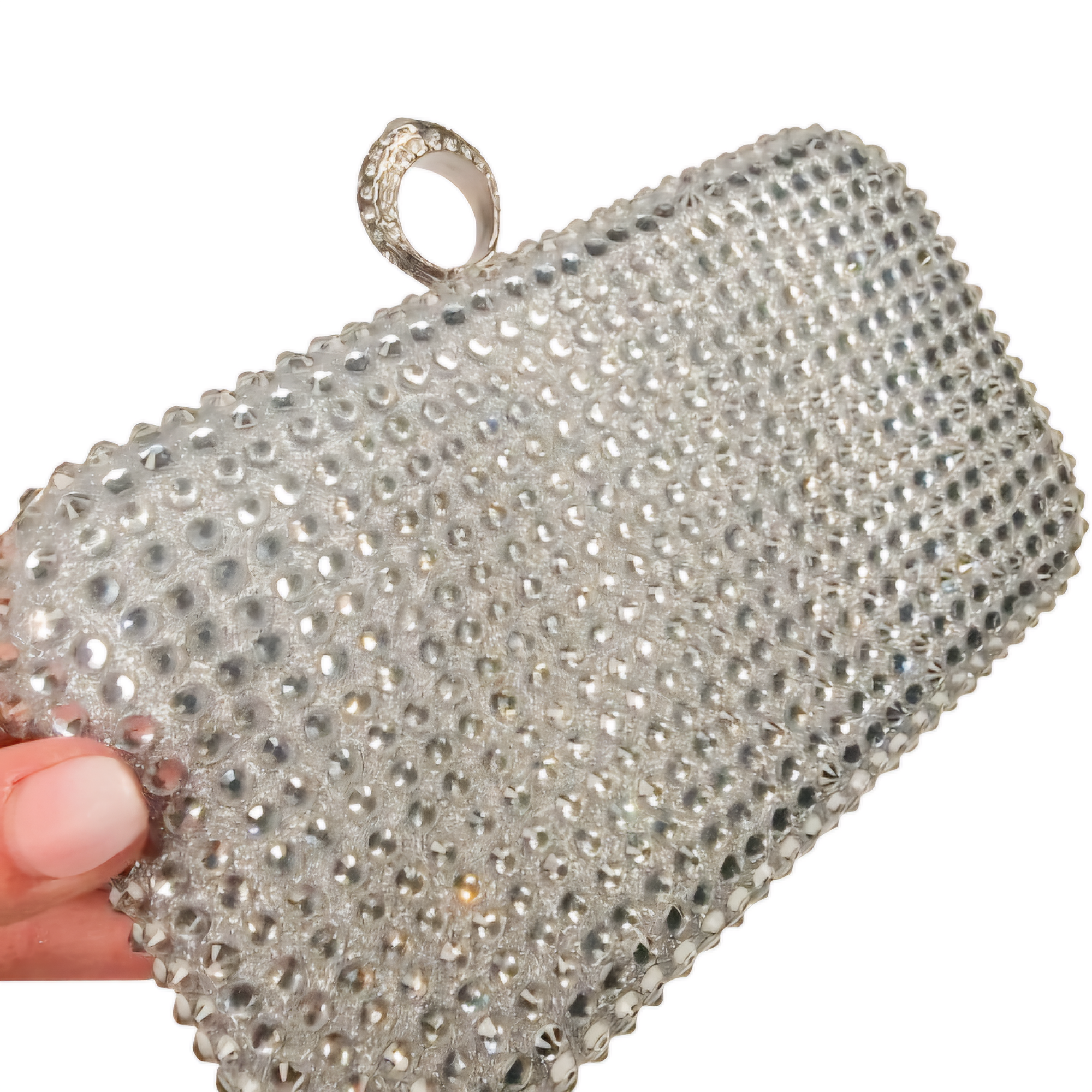 Amora Silver Diamond Ring Clasp Clutch Handbag