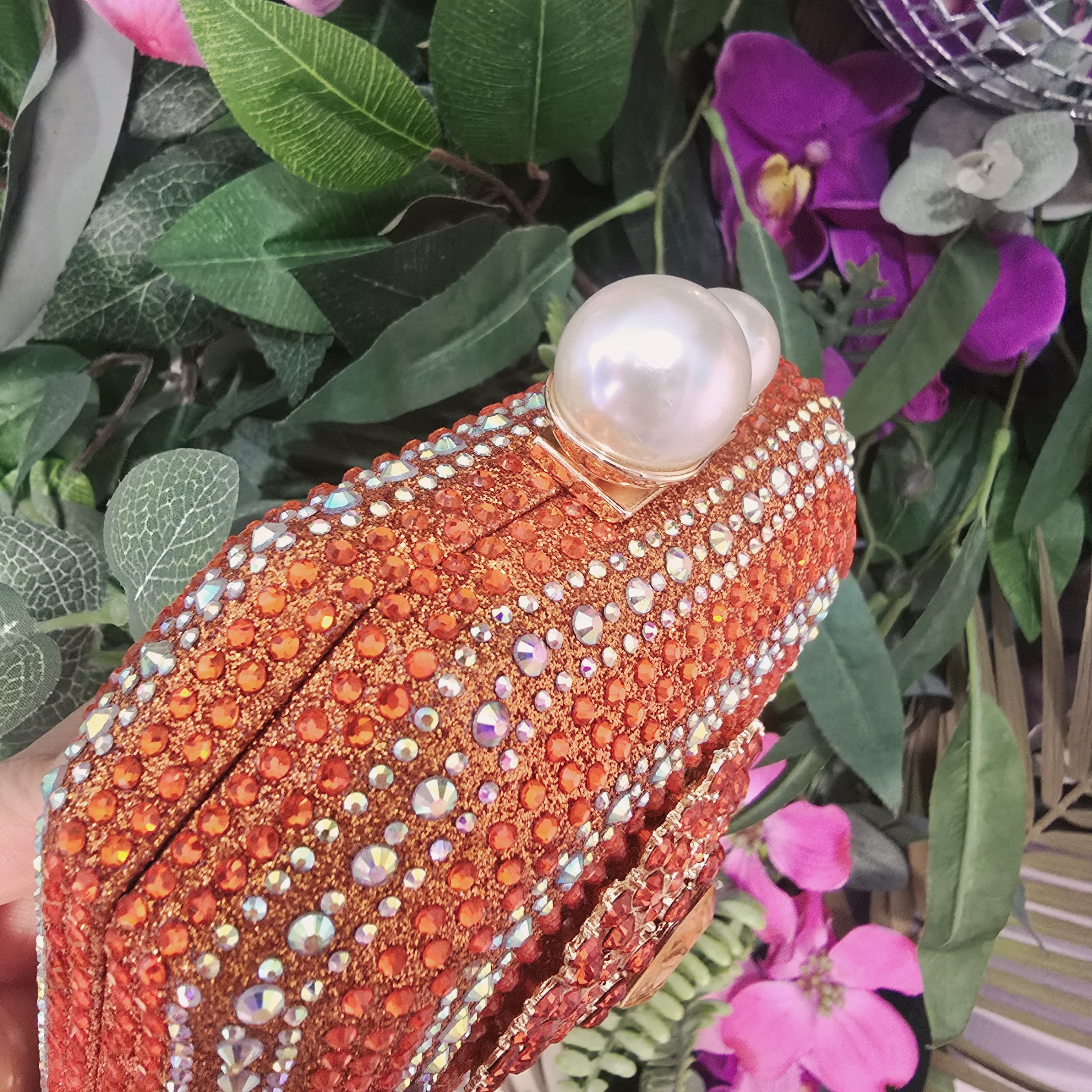 Emma Orange Diamond Clutch Handbag Success