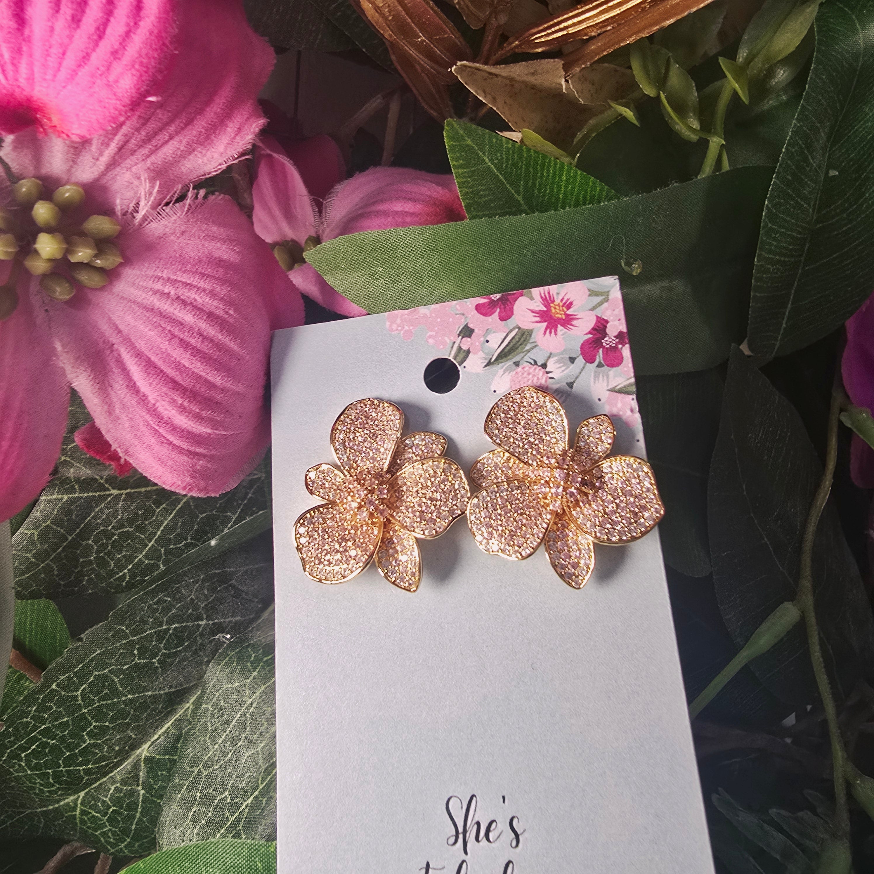 Emmie Gold Flower Earrings