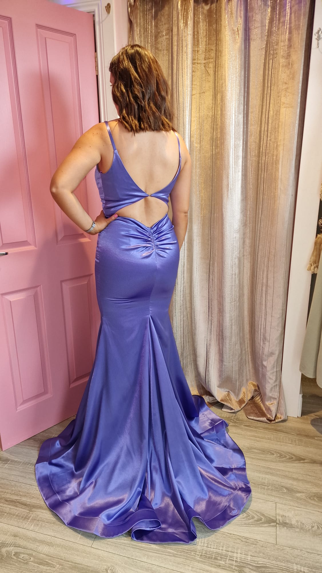 Josie Purple Satin Formal Prom Dress