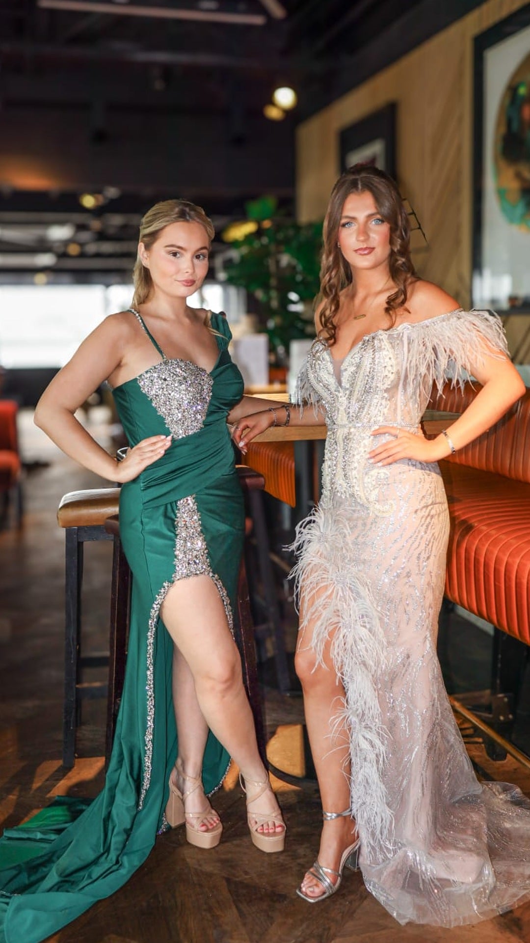 Silver Feather Dress Black Tie Event Hire Dress