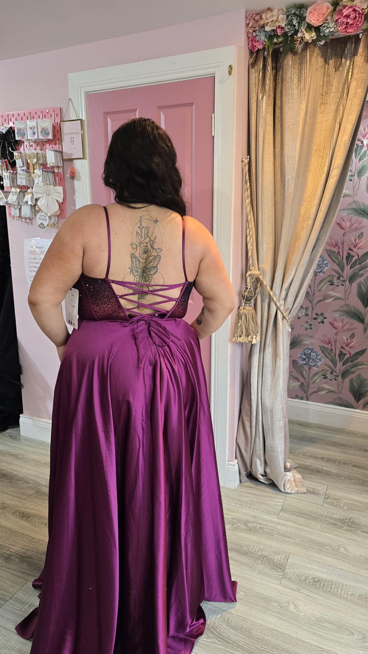 Lydia Purple Silk Satin Sweetheart Neckline And Beaded Bodice Ballgown Formal Prom Dress Ball Gown
