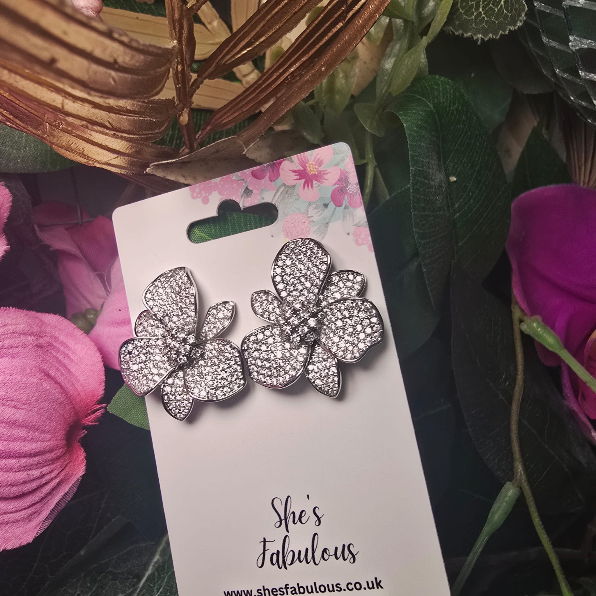 Emmie Silver Flower Earrings