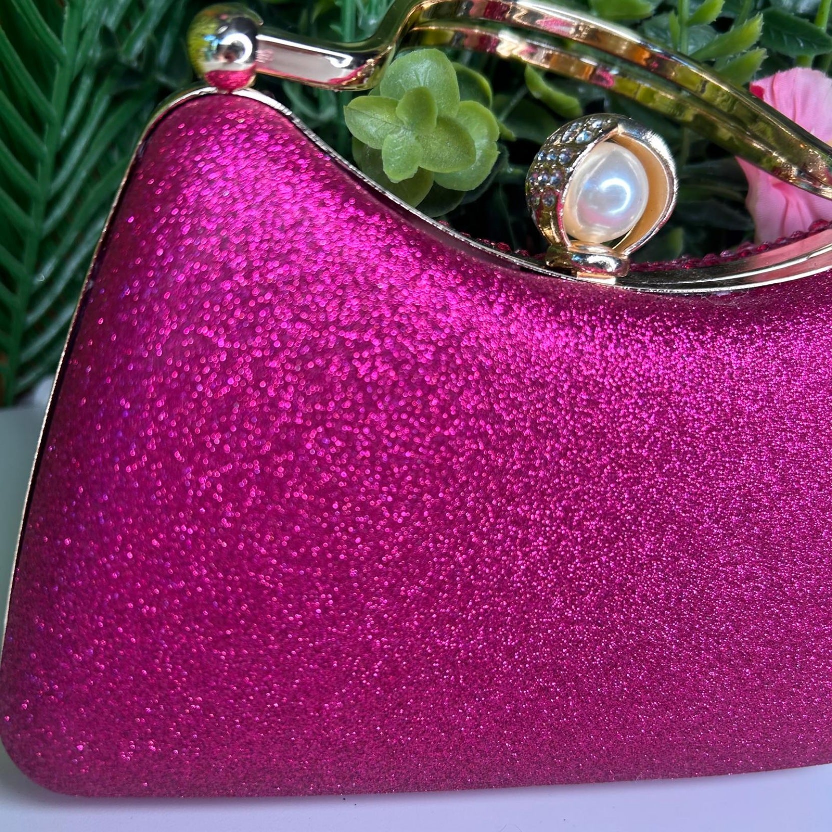 Kylie Pink Diamante Clutch Handbag