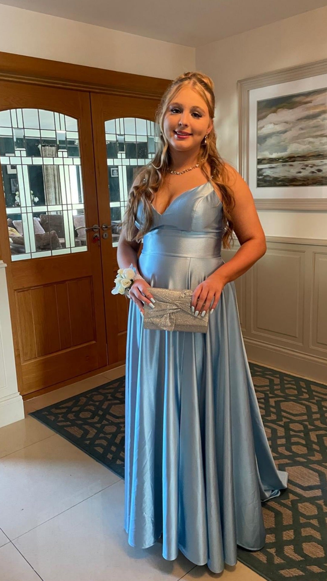 Clara Skinny Strap Blue Ballgown Formal Prom Dress