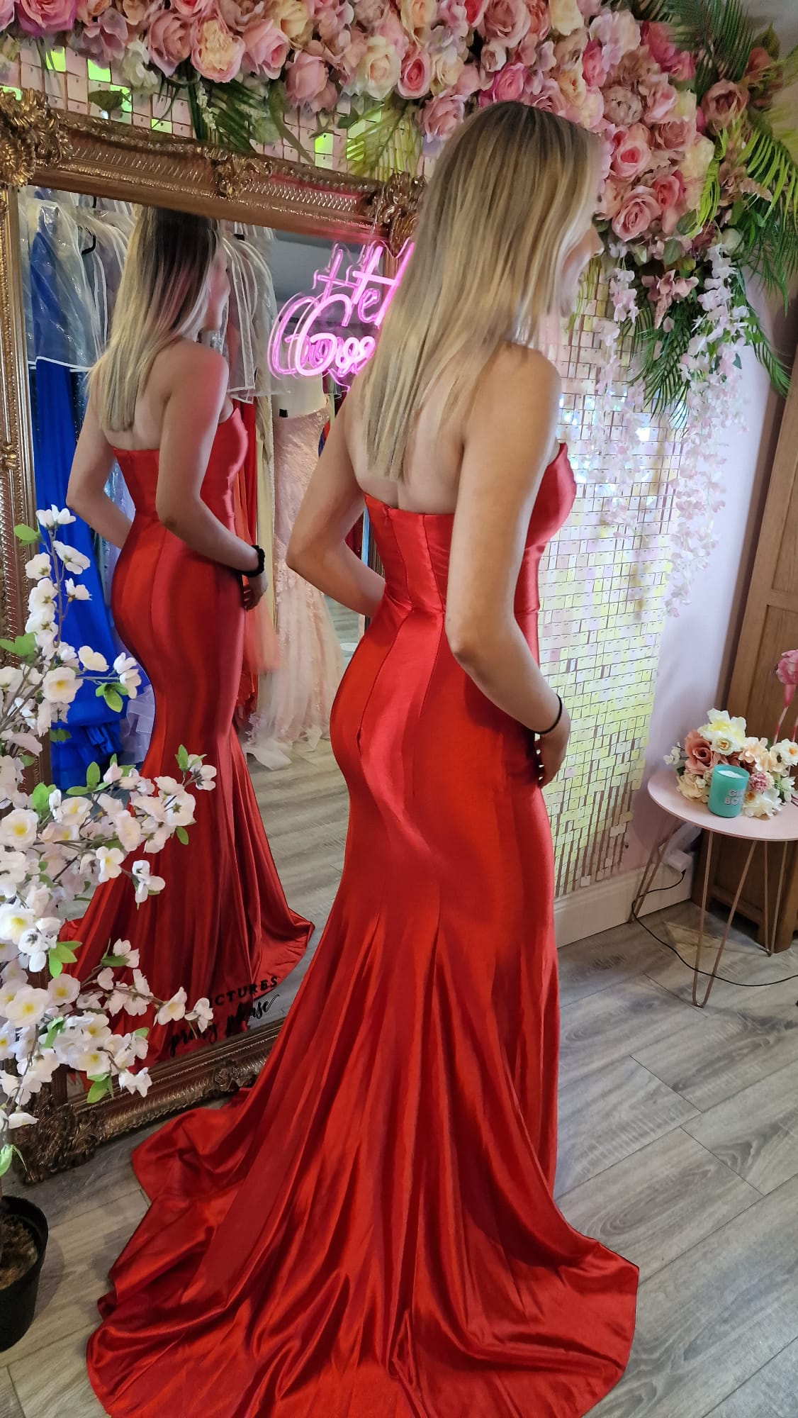 Piper Red Bodycon Shiny Satin Formal Prom Dress