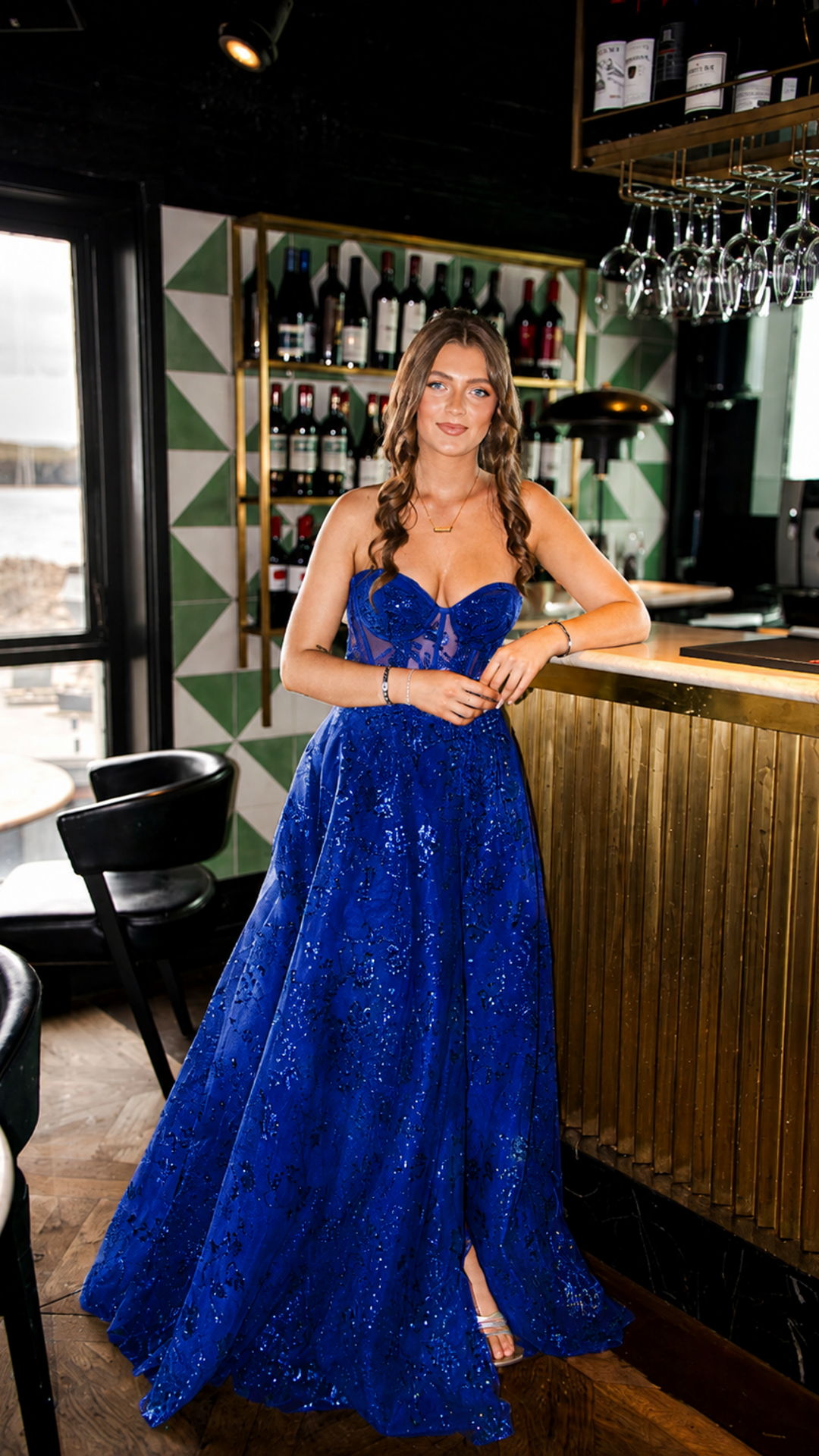Astrid Royal Blue Strapless Mesh Bodice Formal Prom Dress