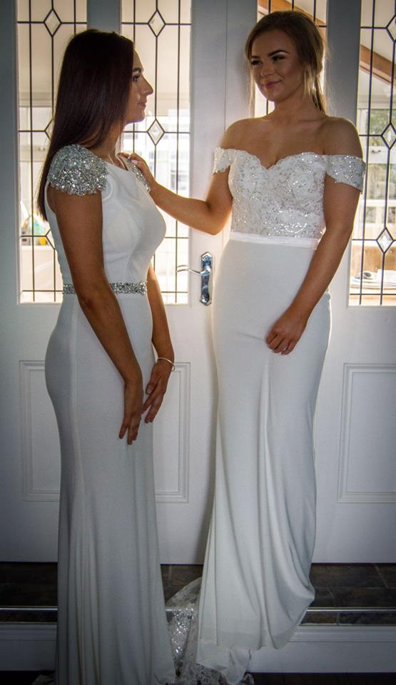 Sarah Sequin Shoulder Cap Sleeve Formal / Bridesmaid Dress