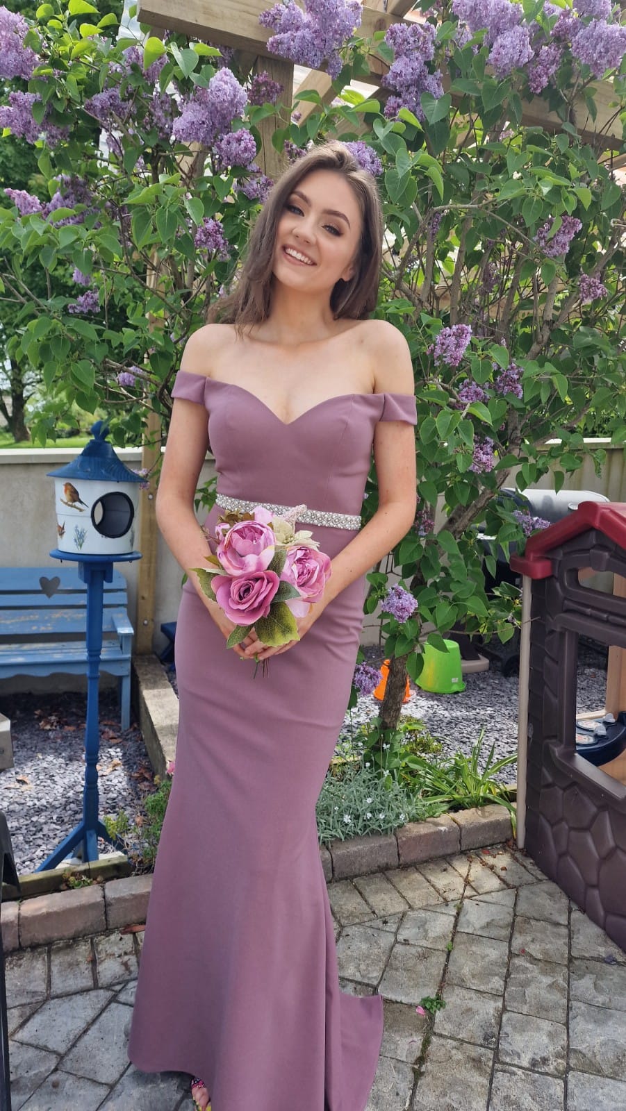 Strapless mauve outlet dress